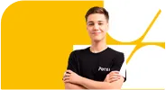 Estudante do Ensino Médio Regular do Pensi, sorrindo com os braços cruzados