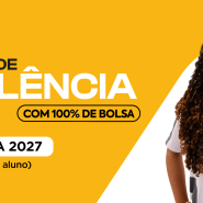 Banner de divulgação dos resultados do Programa de Apoio ao Aluno (PAA) 2027 do Colégio Pensi, com destaque para bolsas de estudo de 100% e imagem de uma aluna da instituição.